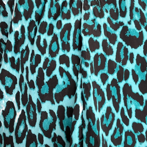 India Boutique Chic Teal Leopard Print Silk Swim Cover-Up Tunic Mini Dress NWT - Picture 4 of 7